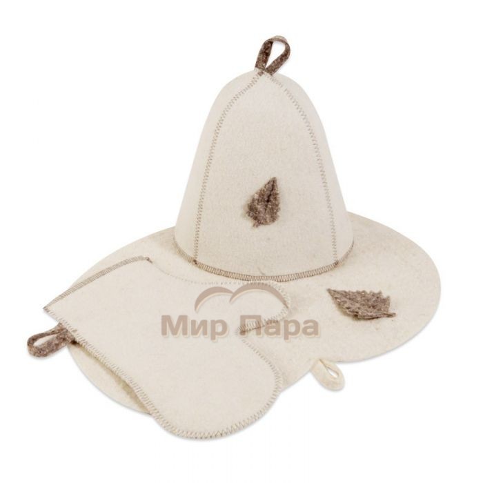 Комплект банный (шапка,рукавица,коврик), войлок для бани 